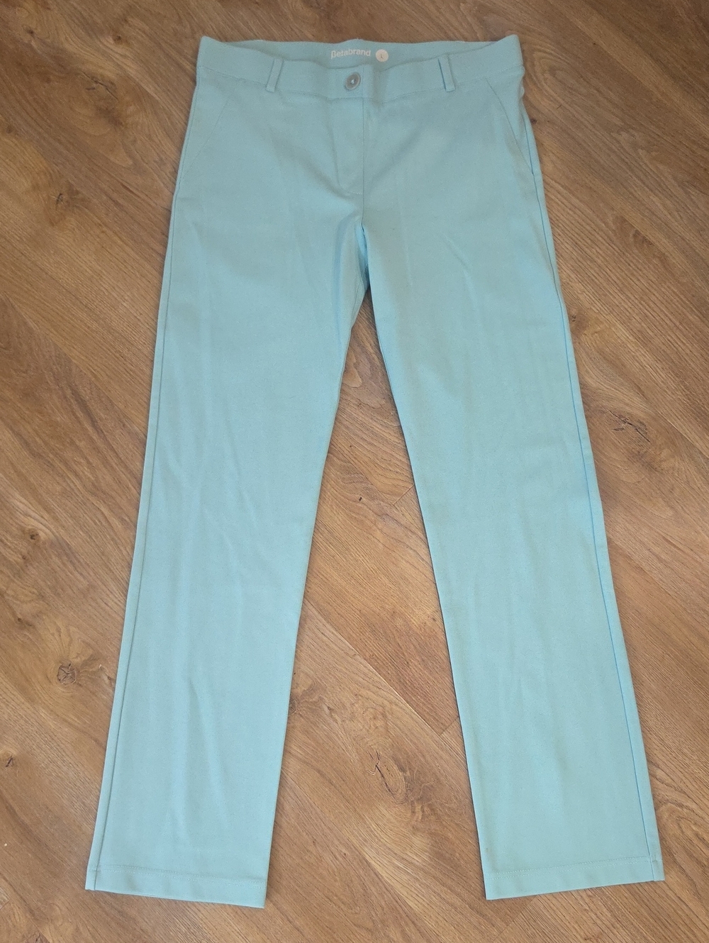 Betabrand Light Blue Straight-Leg Dress Pants, L